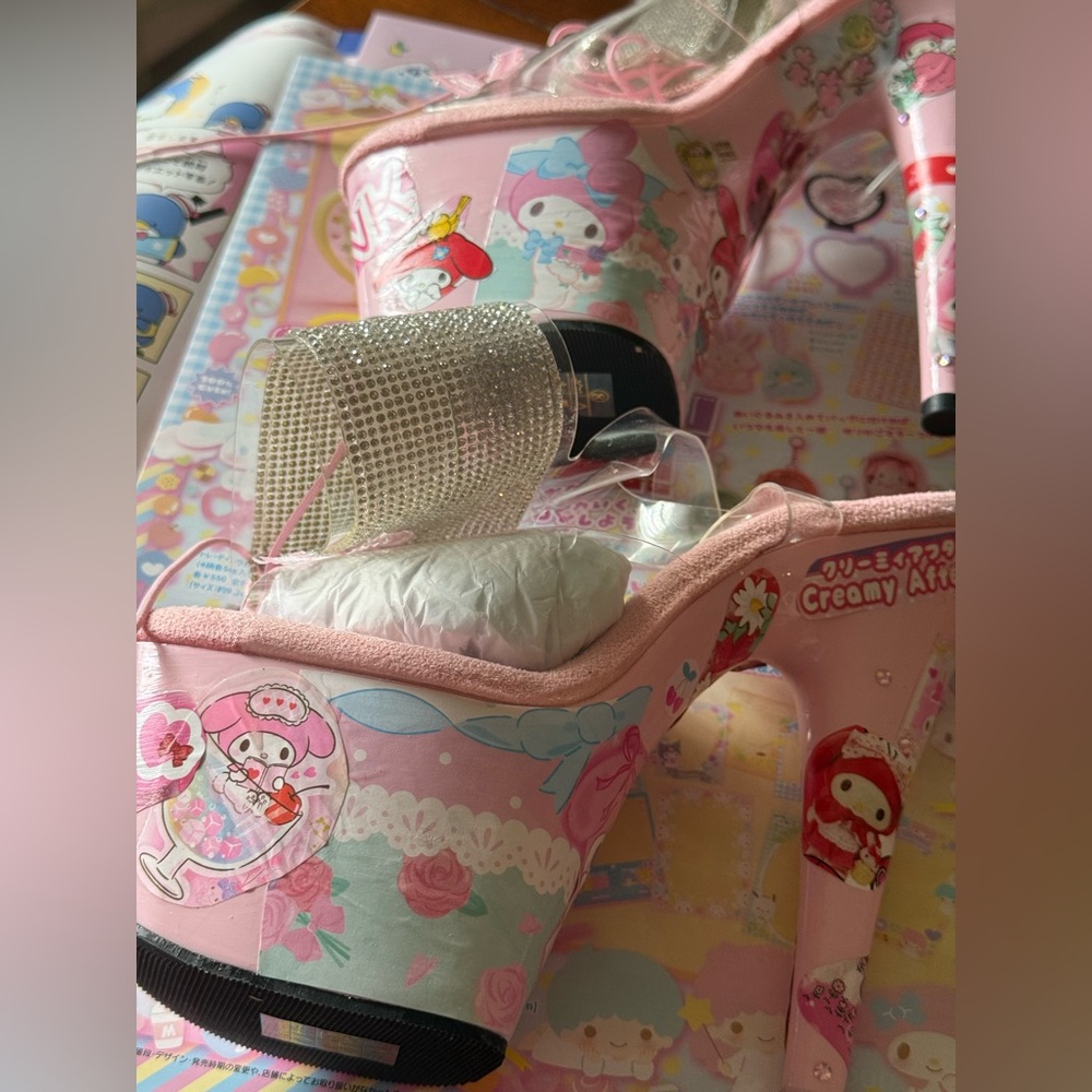 My Melody Kawaii Coquette Pink Party Stripper Heels Pleaser Platforms NEW 8 Cute - Picture 5 of 11
